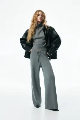 Pantalon en maille avec cordon de serrage - Gris — photo 1