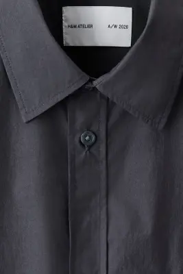 Chemise Relaxed Fit en popeline - Gris foncé — photo 5