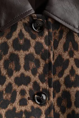 Manteau 3/4 en twill - Marron/imprimé léopard — photo 5