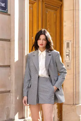 Lennon Tailored Jacket - Grey houndstooth — photo 4