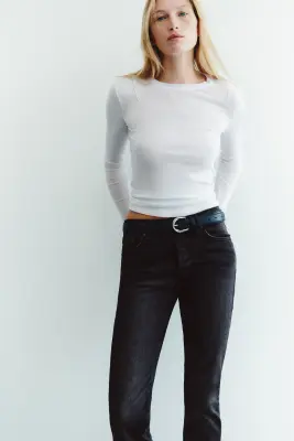 Straight Regular Waist Jeans - Noir denim — photo 1