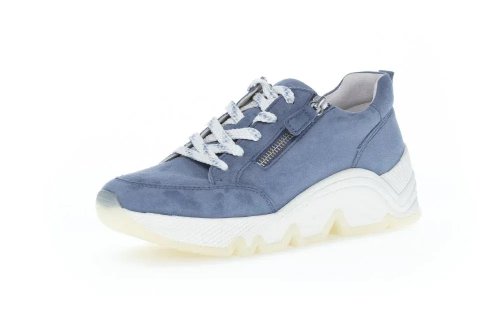 Baskets Gabor 83.462.16 Bleues - Cuir Nubuck Zip Grande Pointure Femme