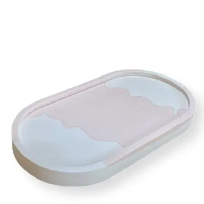 Vide-poche ovale blanc et nude — photo 1