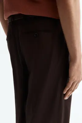 Pantalon chic Relaxed Fit en lin mélangé - Marron foncé — photo 3