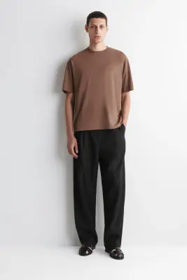 T-SHIRT DÉCONTRACTÉ EN COTON LÉGER - BRUN CLAIR — photo 1