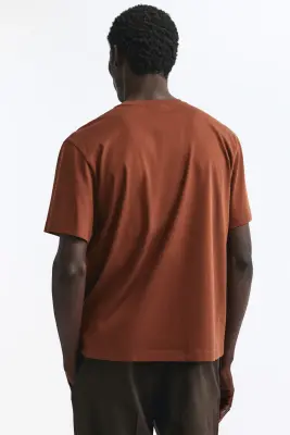 T-shirt Regular Fit en coton pima - Rouille — photo 3