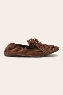 Mocassins Alix franges croûte de cuir moka — photo 3