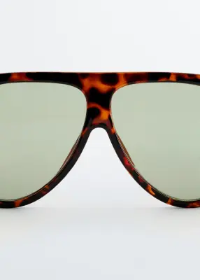 Lunettes de soleil oversize de style aviateur - Écaille de tortue brune — photo 2