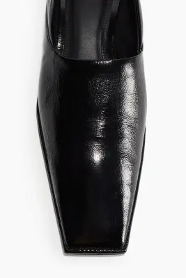 Mocassins à bout carré en cuir - Noir — photo 1