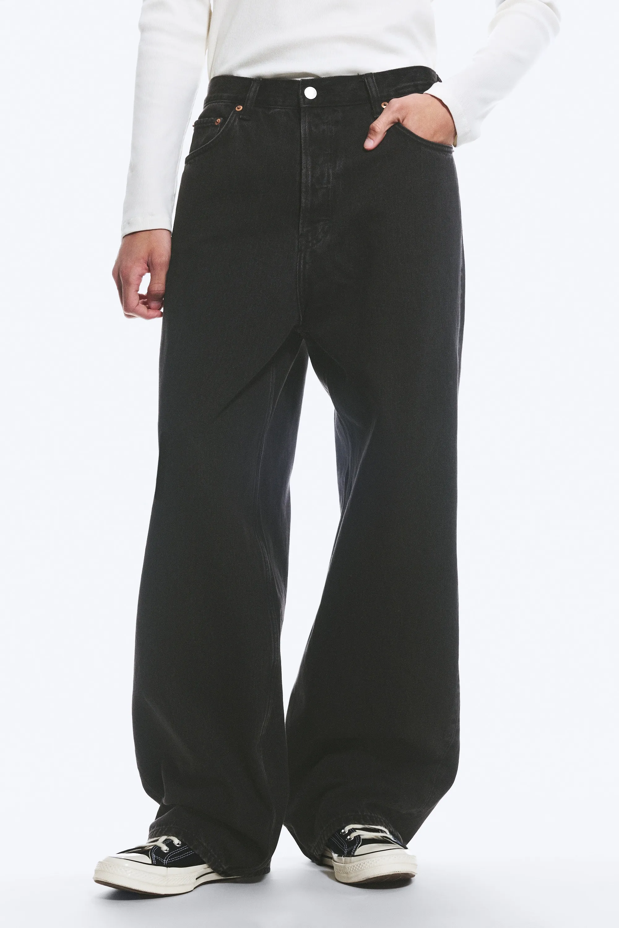 Jean baggy ample taille mi-haute unisexe Astro - Tuned Black – Noir