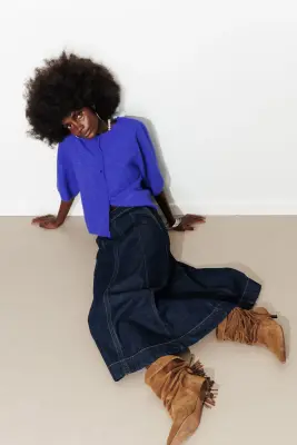 Jupe midi en jean Femme — photo 3