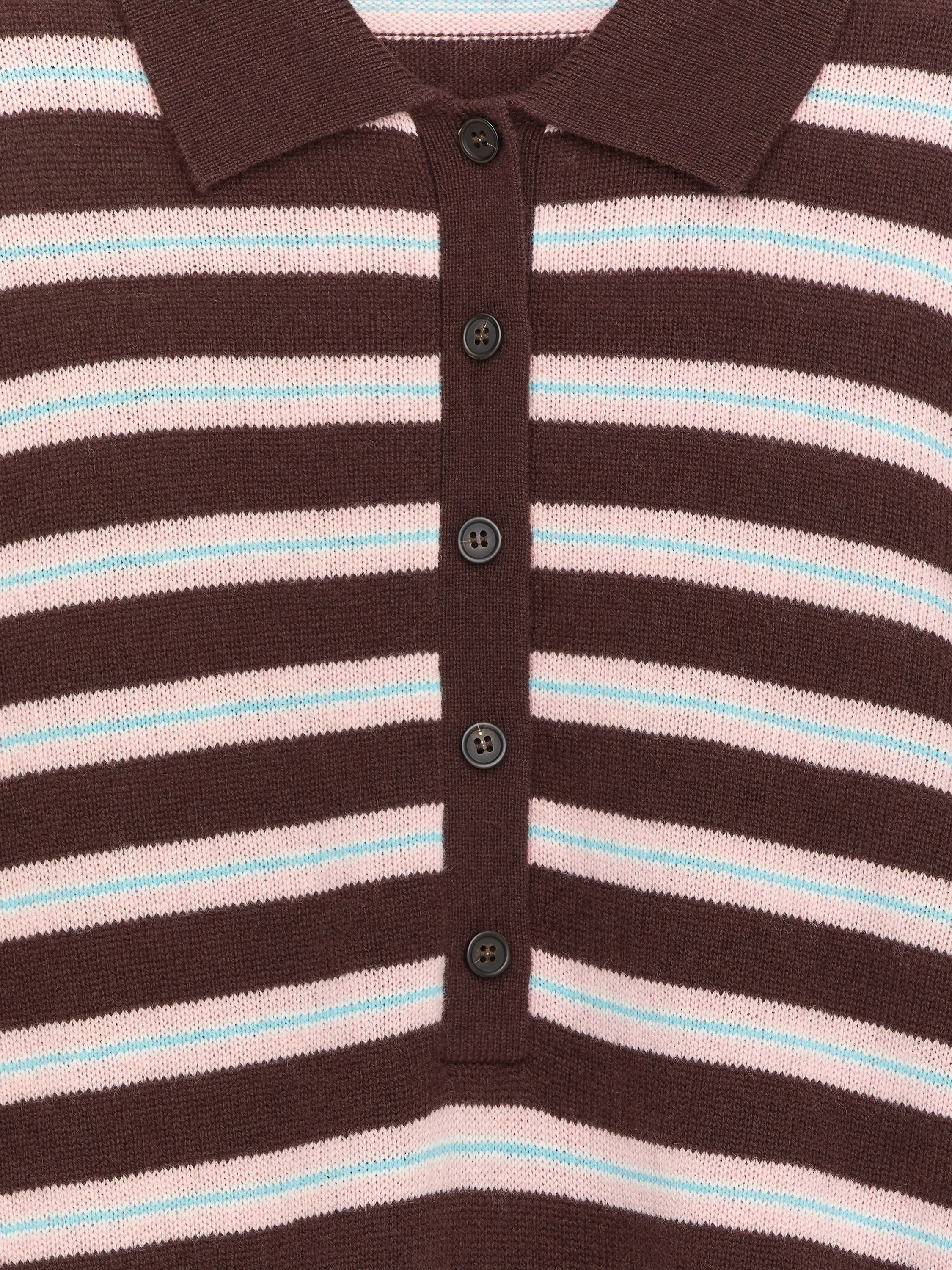 Pull polo en laine - Marron/Gris/Rose