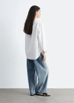 Chemise oversize en coton - Blanc — photo 4