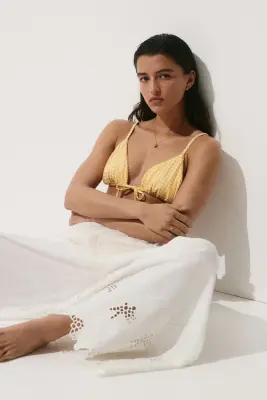 Pantalon de plage à jambes larges en popeline - Blanc — photo 2