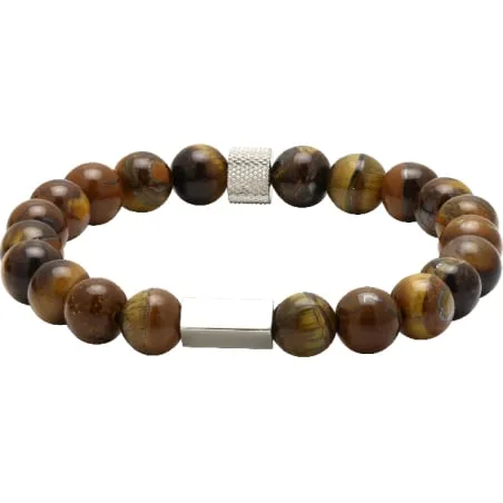 ROCHET - Bracelet Zen perles Ø8mm quartz oeil de tigre / acier moleté B286003