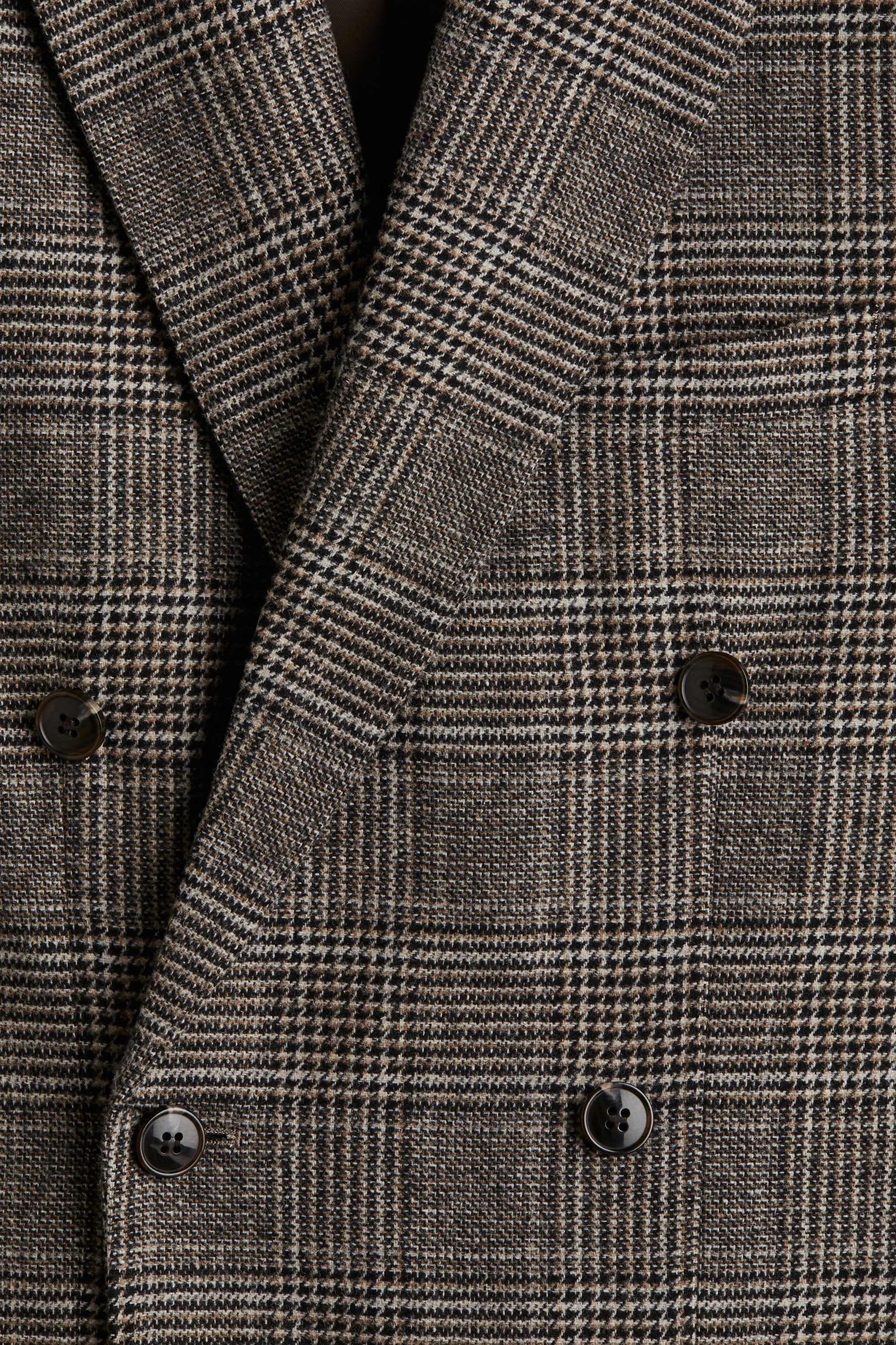 Veste croisée Regular Fit en laine mélangée - Marron/carreaux