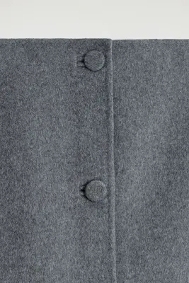MINI-JUPE BOUTONNÉE EN LAINE DOUBLE FACE - GRIS — photo 4