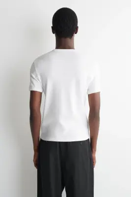 T-SHIRT SLIM EN COTON CÔTELÉ - BLANC — photo 4