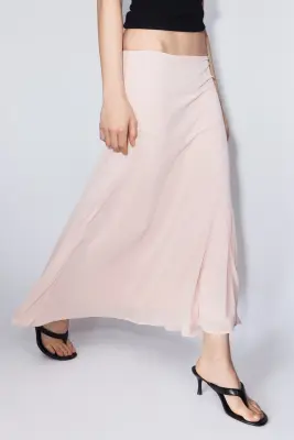 Jupe trapèze midi - Rose clair — photo 4