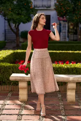 Cordelia Midi Skirt - Cream floral — photo 2