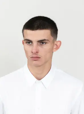Shirt with Small Collar Stand in White End-on-End — photo 5