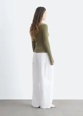 Cardigan zippé à col roulé - Vert — photo 5