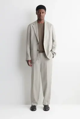 BLAZER BOUTONNAGE SIMPLE EN LIN - PISTACHE CLAIRE — photo 1
