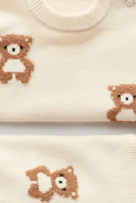 Ensemble 2 pièces en maille jacquard - Beige clair/nounours — photo 2