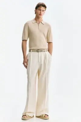 Polo texturé Slim Fit - Beige — photo 1