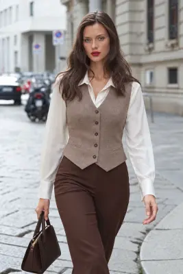 Leo Sleeveless Vest - Grey beige melange — photo 1
