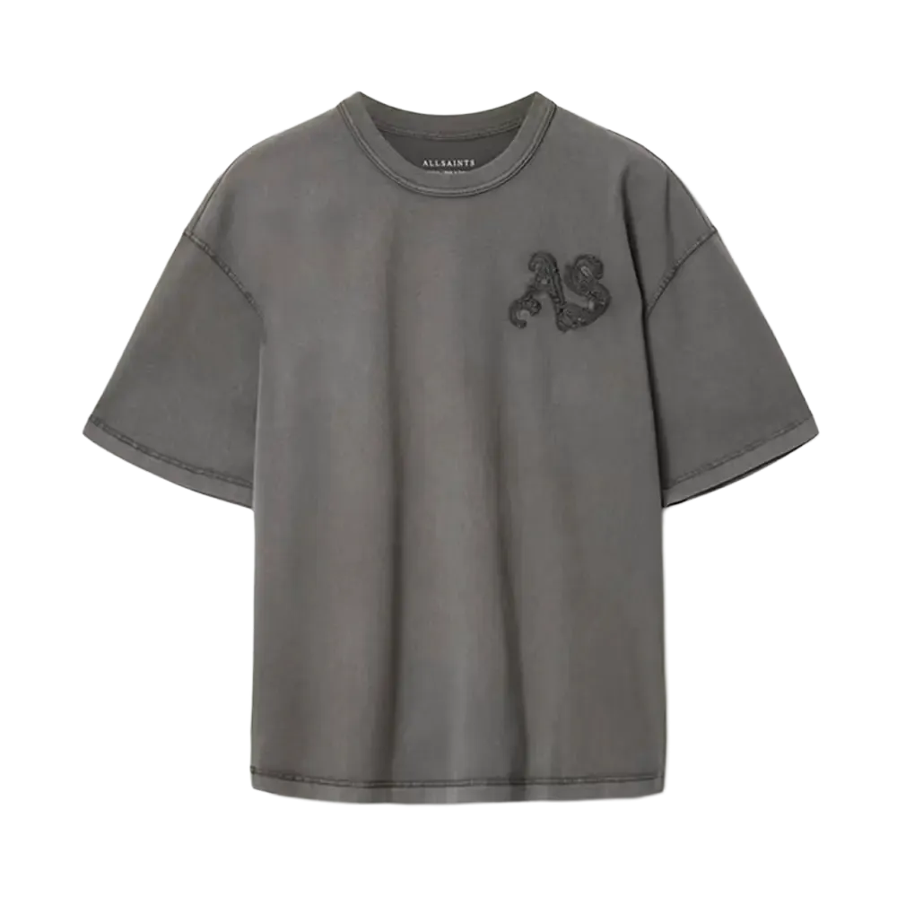 ALL SAINTS Insignia Short Sleeve Cotton T-Shirt Washed Black