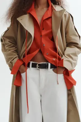 Trench-coat à fermeture croisée - Beige foncé — photo 1
