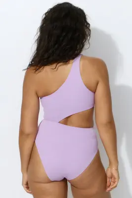 Maillot de bain asymétrique paddé High Leg - Violet clair — photo 4