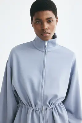 Sweat zippé avec cordon de serrage - Bleu — photo 2