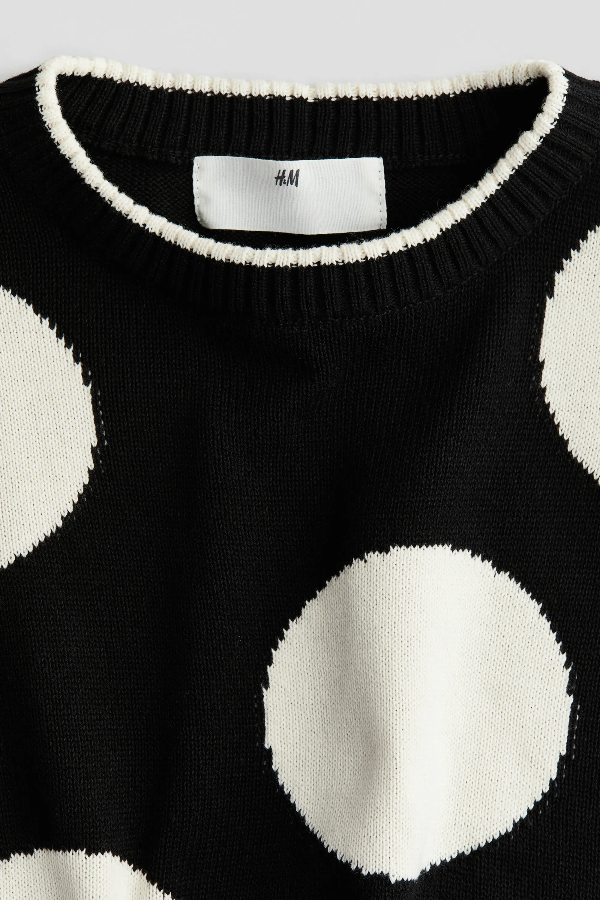 Pull jacquard en coton - Noir/pois