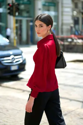 Posie Silk Blouse - Bordeaux — photo 6