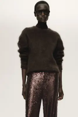 Pantalon à sequins - Marron foncé — photo 2