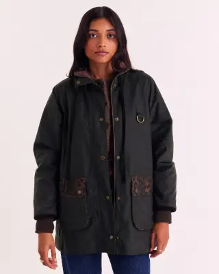 Veste Anaïs kaki et léopard fauve Barbour x Balzac Paris