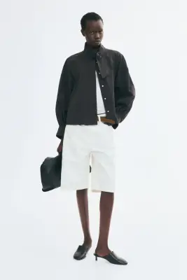 Veste oversize en twill - Marron foncé — photo 1