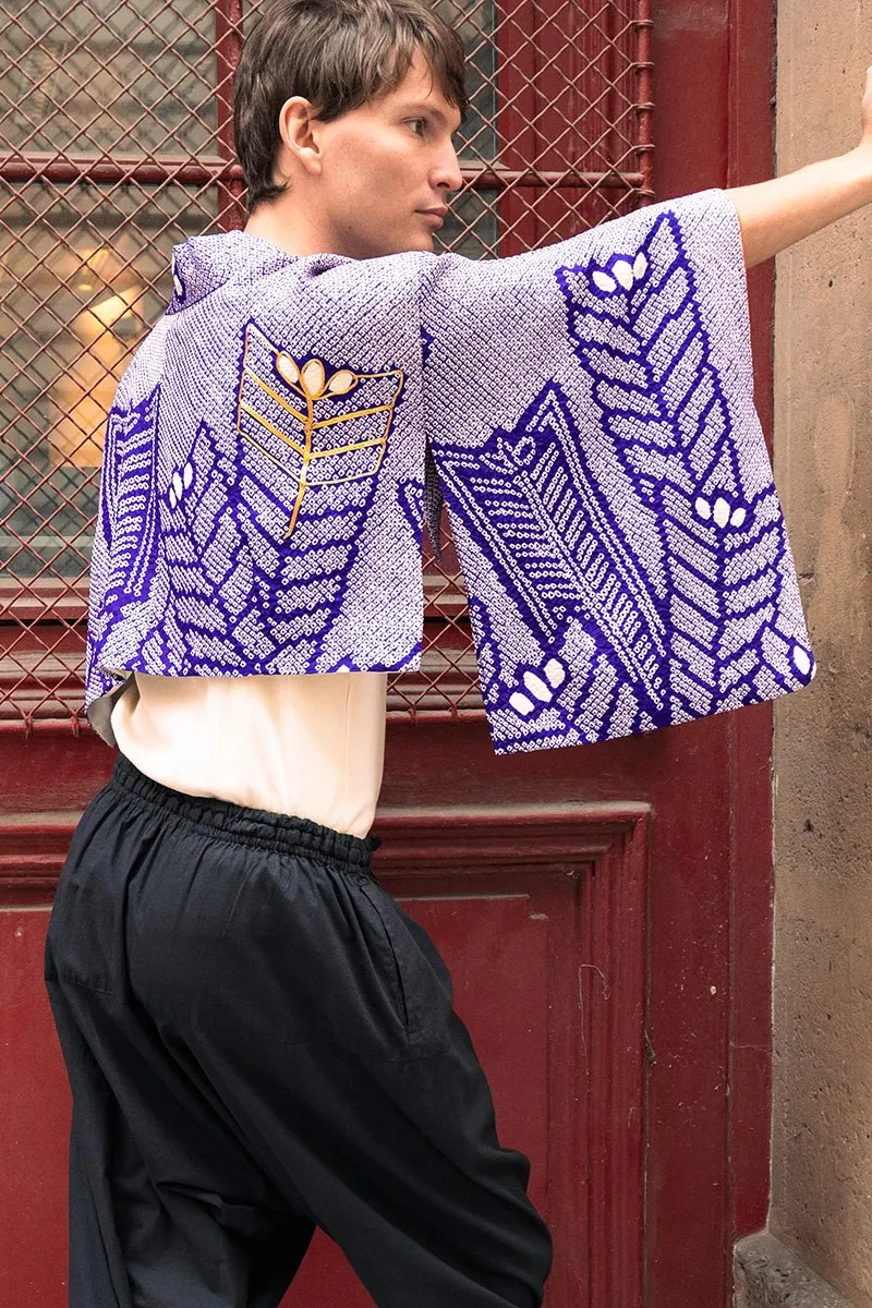 Kimono Boléro en Soie Shibori brodé
