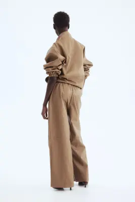 Pantalon en tissu enduit - Beige foncé — photo 4