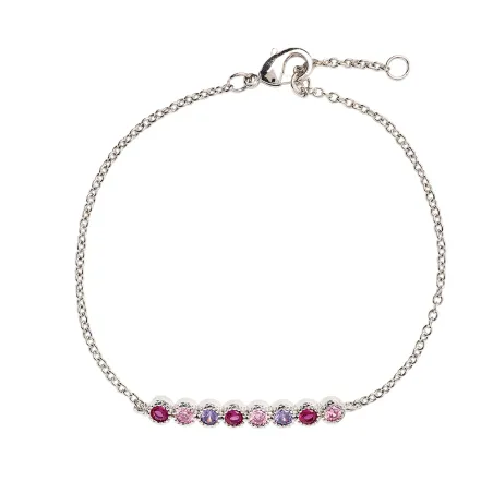Bracelet Argent Rhodié - Oxyde de Zirconium violet rose fuschia Go Mademoiselle 601594