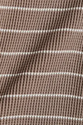 Ensemble 2 pièces en coton gaufré - Beige/rayures blanches — photo 1