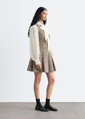 Robe courte à bords bruts - Taupe chiné — photo 4