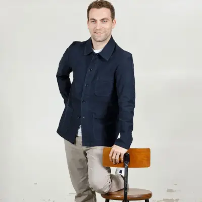 Veste Workwear en Moleskine en Coton Bio 4M/5 - Navy — photo 1
