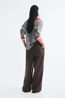 Pantalon chic à jambes larges - Marron foncé — photo 3