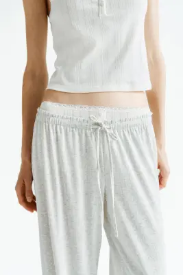 Pantalon de pyjama en pointelle - Gris clair chiné — photo 1
