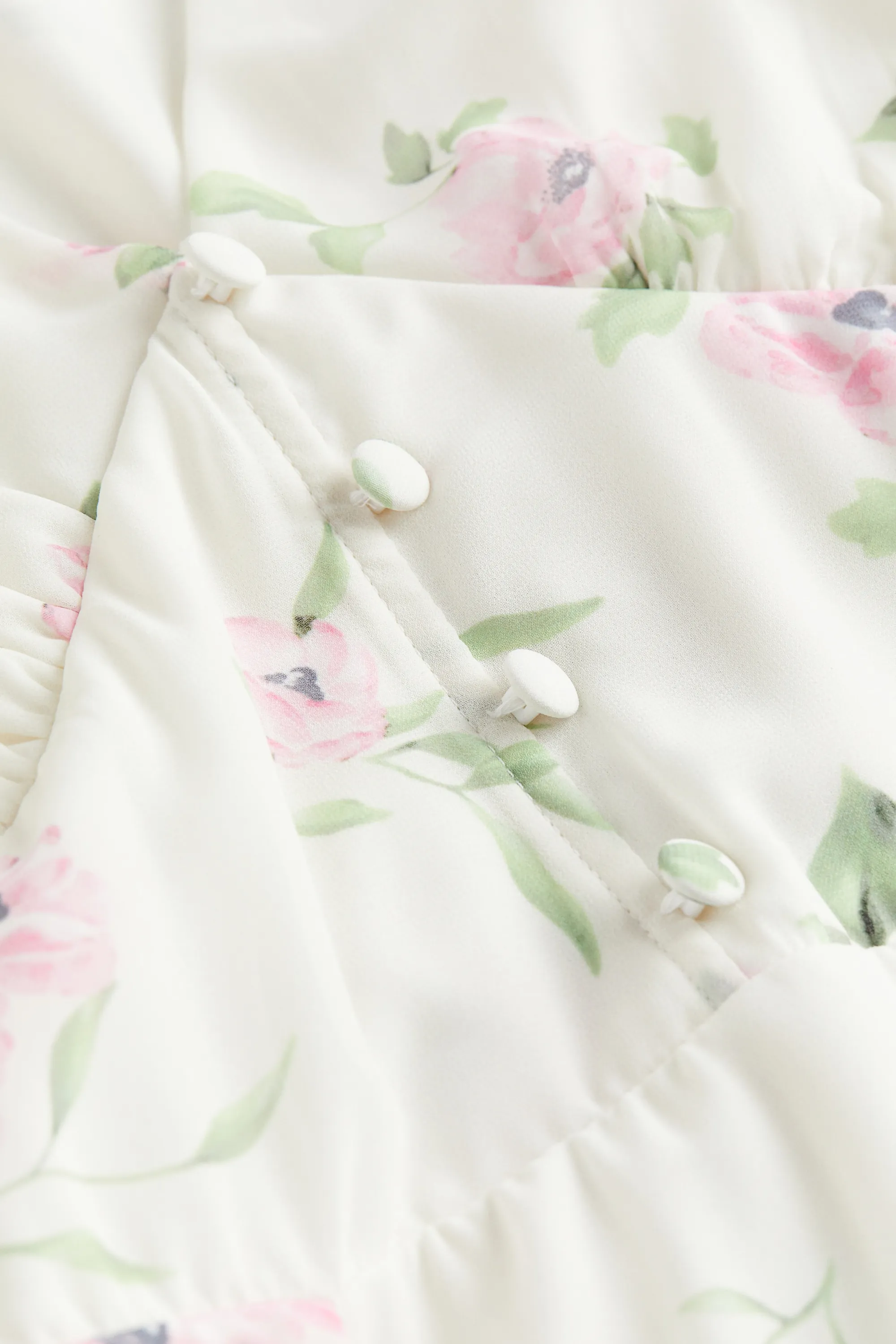 Robe à manches ballon - Blanc/fleuri