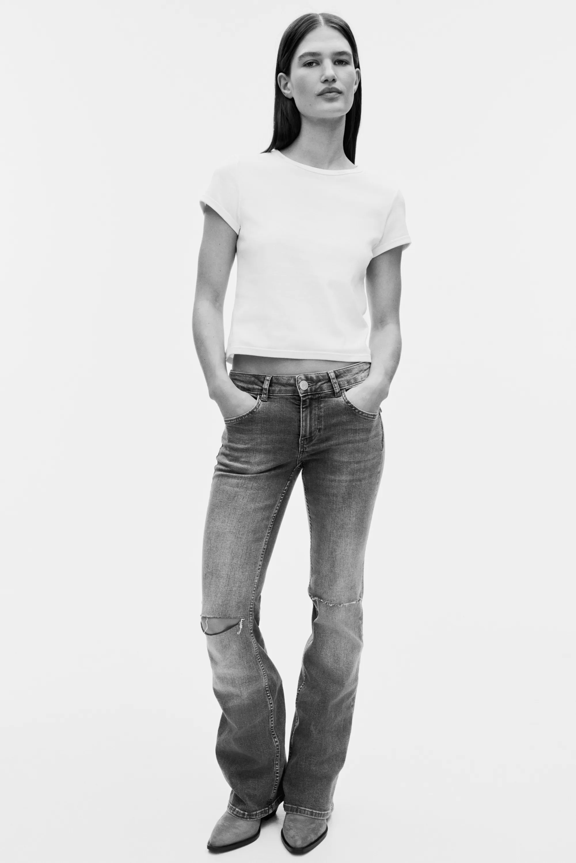 Flared Low Jeans - Bleu denim