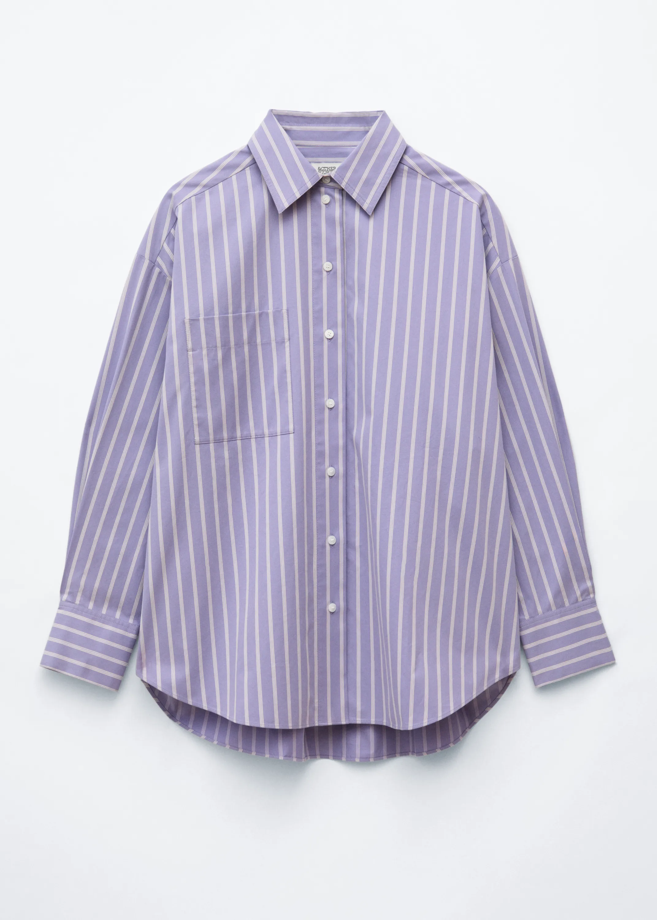 Chemise oversize en coton - Lilas/Blanc